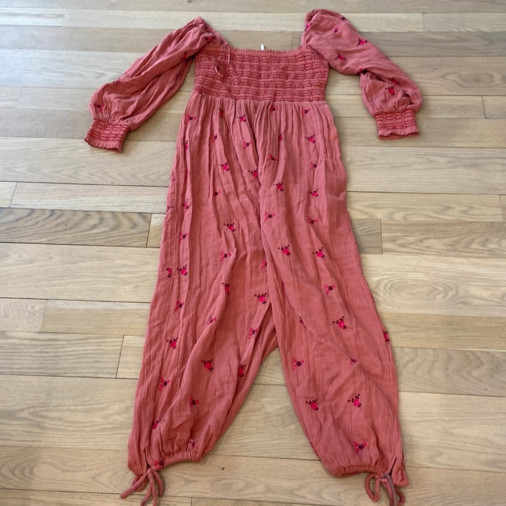 Women's Pink Smocked Jumpsuit